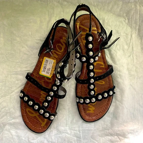 New Black Sam Edelman Suede Sandal size 8 1/2 - Picture 1 of 4